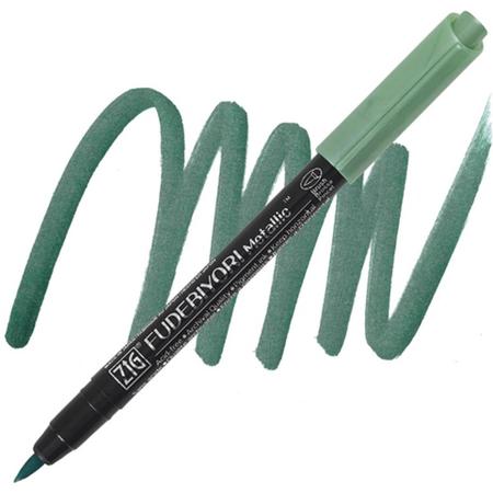Kuretake Fudebiyori Brush Pen - Metallic Green
