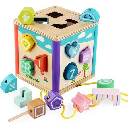 ZaCia Kleurrijke Vormenstoof - Steekkubus - Sorteerhuisje - Educatief speelgoed Kinderen - Puzzel - Motoriek - Vormherkenning en Concentratie