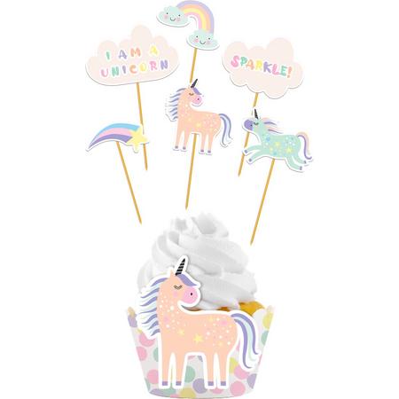 Cupcake Decoratie Set unicorn - 12-delig