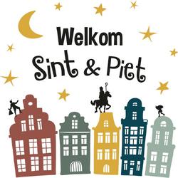 Sinterklaas Welkom Sint en Piet raamstickers - Sinterklaas feestversiering/raamdecoratie