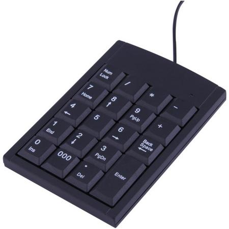 USB Bedraad Numeriek Toetsenbord Toetsenbord Adapter 19 Toetsen voor Laptop PC Zwart