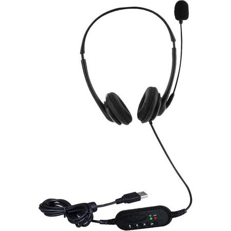 headset met microfoon - Ci USB-headset met microfoon voor pc laptop ruisonderdrukking kabelgebonden headset voor zakelijke telefoonconferenties, Skype online onderwijs