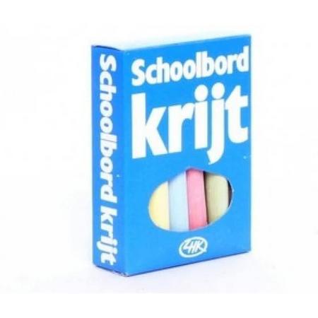 Zuid hollands krijt Schoolbordkrijt gekleurd per 12 stuks