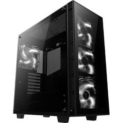 anidees AI Crystal Tempered Glas /Steel Computer Gaming Behuizing suport E-ATX /ATX MB 360/280 Radiator met Witte LED Fans -Zwart