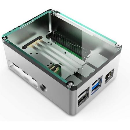 anidees aluminium koellichaam Pi Case behuizing met siliconen warmtegeleiding pad voor Raspberry Pi 4 Model B, zilver (AI-PI4-SG-PRO)