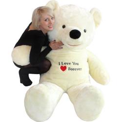 Grote knuffelbeer - XL teddybeer - wit - met borduurwerk - 170 cm