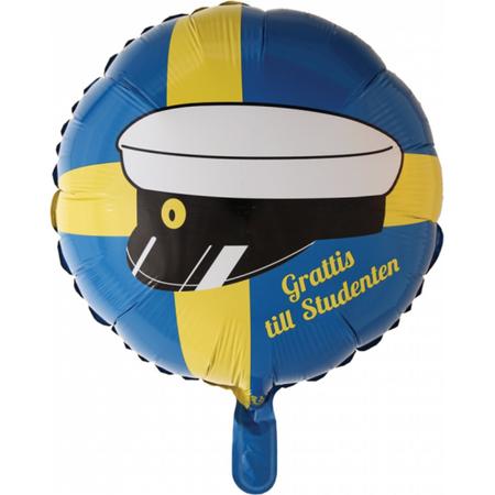 Folie ballon Grattis till Studenten 46 cm doorsnee