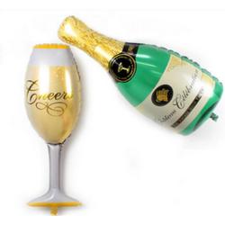 Folie ballon fles champagne met glas 41*99 cm