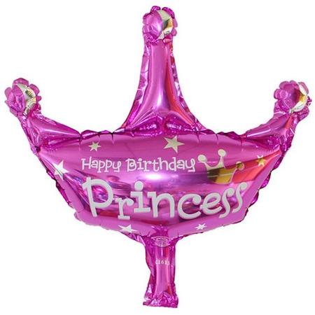 Grote happy birthday princess kroon ballon 37 cm