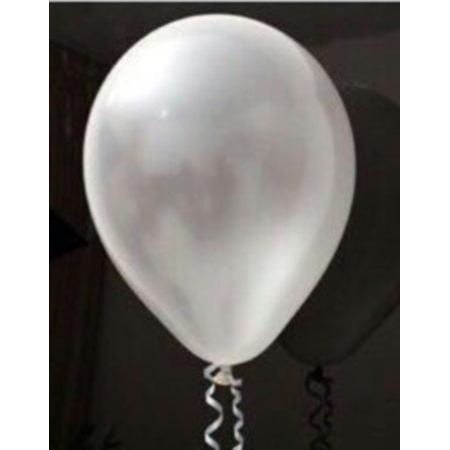 Witte parelmoer metallic ballon 30 cm hoge kwaliteit