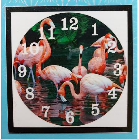 Diamond painting klok - Flamingos