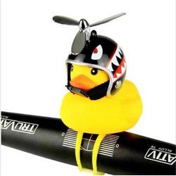 Lucky Duck-Auto Eendje Decoratie-Eend met Helm-Bee met lampje en montageset voor de fiets--zonnebrilketing en helm