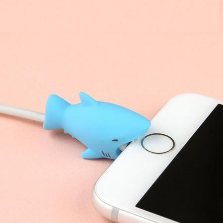 Kabelbeschermer beestje voor Apple iPhone lightning oplader - Haai blauw