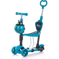 Chipolino Kiddy Evo Step - Step met zitje en duwstang - 3 wielen - 3 in 1 - Kinderscooter met LED wielen - Blauw