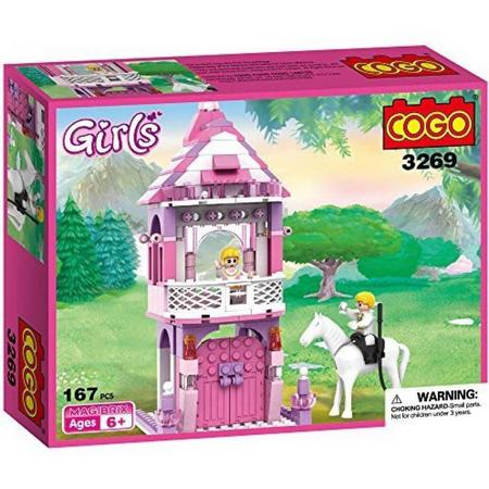 COGO Girls - Prinses kasteel - bouwsteen set van 167 stuks - educatief meisjes bouwblokken speelgoed