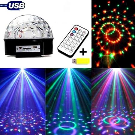 PO-8107 RGB Stage Light LED Crystal Magic Ball met Afstandsbediening en USB Stick