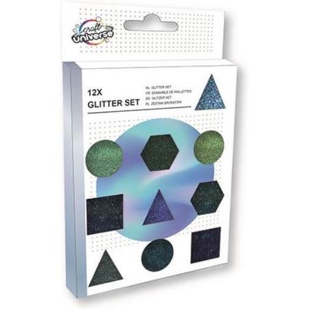 Craft Universe Glitter Set 15x9 Cm Zwart/groen 12-delig
