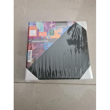 Crelando canvasdoeken 4-delig zwart 20x20cm