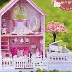 Miniatuurhuisje - bouwpakket - Miniature huisje - pink cherry blossom -1036A