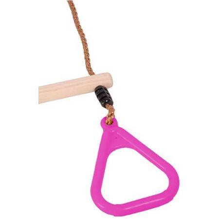 Houten trapeze met kunststof driehoeksringen Roze PP Touw
