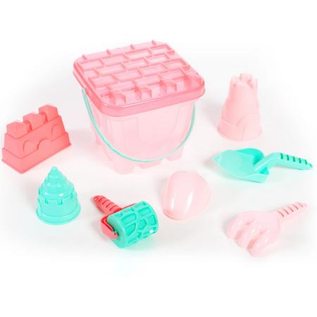 Strandset speelgoed roze-mint-Strand set-8 delig