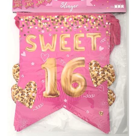 Slinger Sweet 16 - lengte 6 meter - roze - goud