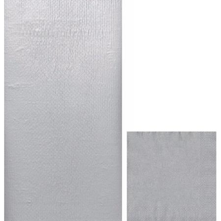 Zilveren tafeldecoratie set tafelkleed/servetten - Thema zilver - Papieren tafeldecoraties/versieringen