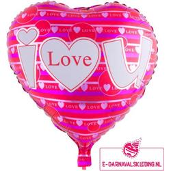 Folie ballon roze hart I Love You voor Valentijnsdag of andere liefdevolle momenten. 52 x 46 cm