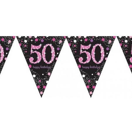 Vlaggenlijn 50 Sparkling celebrations roze 4 meter
