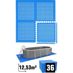 12.5 m² poolmat - 36 EVA schuim matten 62x62 outdoor poolpad - pool ondermatten