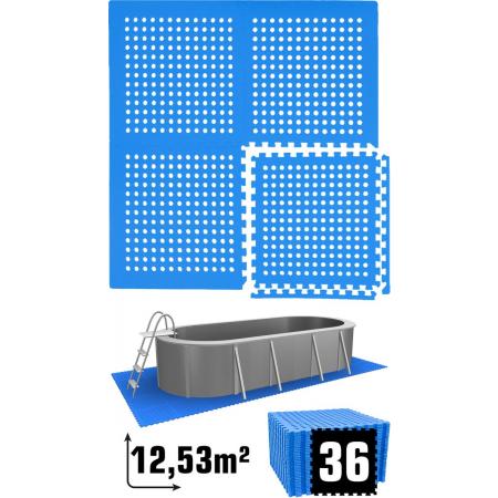 12.5 m² poolmat - 36 EVA schuim matten 62x62 outdoor poolpad - pool ondermatten