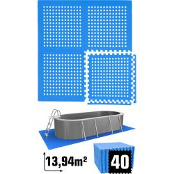 13.9 m² poolmat - 40 EVA schuim matten 62x62 outdoor poolpad - pool ondermatten