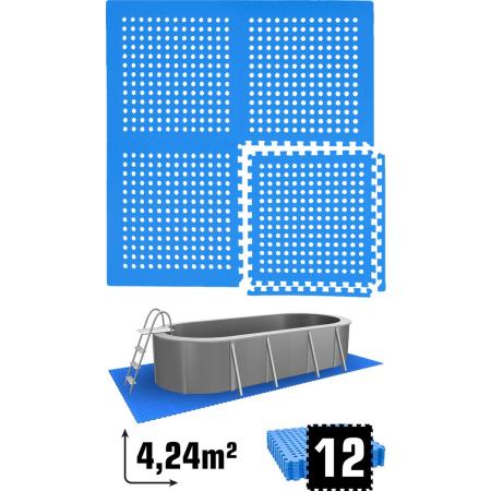 4.2 m² poolmat - 12 EVA schuim matten 62x62 - outdoor poolpad - pool ondermatten