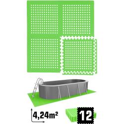 4.2 m² poolmat - 12 EVA schuim matten 62x62 - outdoor poolpad - pool ondermatten