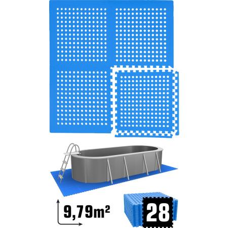 9.8 m² poolmat - 28 EVA schuim matten 62x62 outdoor poolpad - pool ondermatten