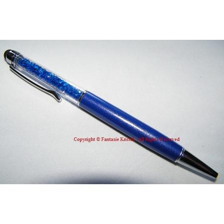 Pen met steentjes blauw stylus