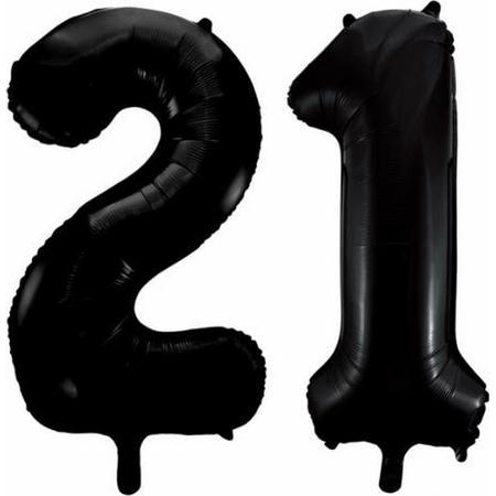Folieballon 21 jaar zwart 41cm