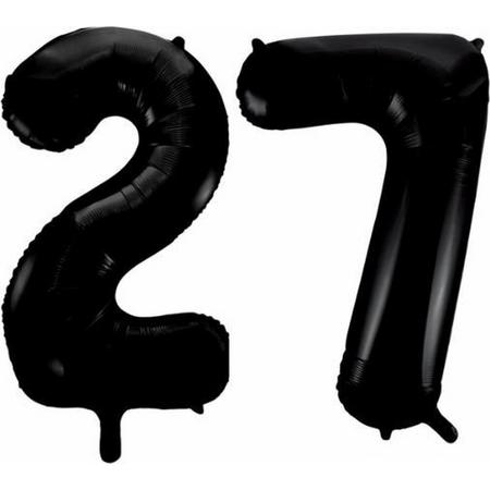 Folieballon 27 jaar zwart 41cm