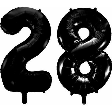 Folieballon 28 jaar zwart 41cm