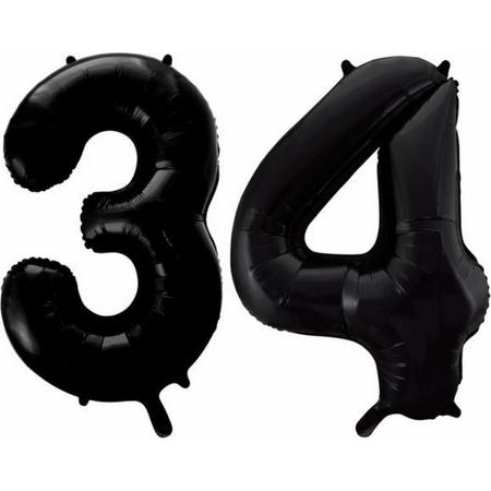 Folieballon 34 jaar zwart 86cm