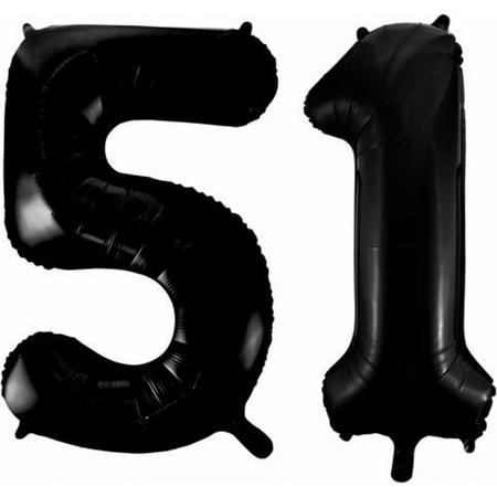 Folieballon 51 jaar zwart 41cm