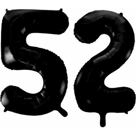 Folieballon 52 jaar zwart 41cm