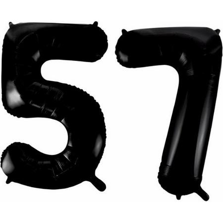 Folieballon 57 jaar zwart 41cm