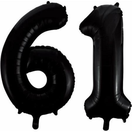 Folieballon 61 jaar zwart 86cm