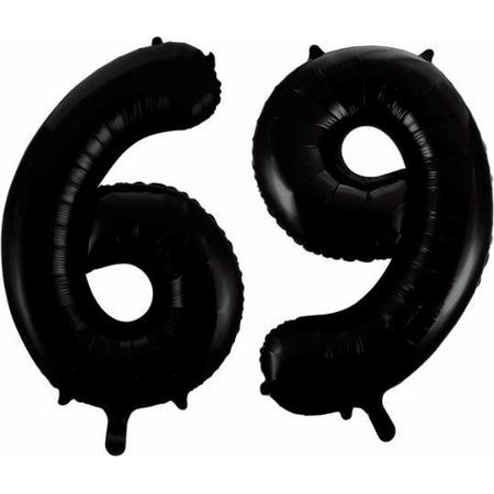 Folieballon 69 jaar zwart 86cm