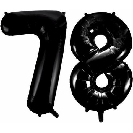 Folieballon 78 jaar zwart 41cm
