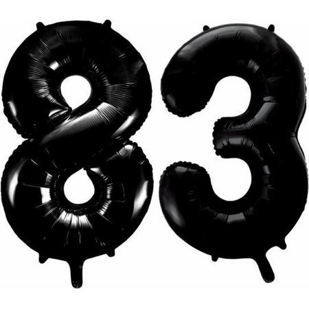 Folieballon 83 jaar zwart 41cm