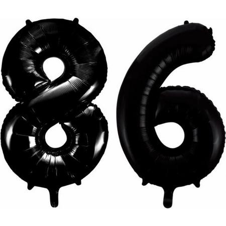Folieballon 86 jaar zwart 41cm