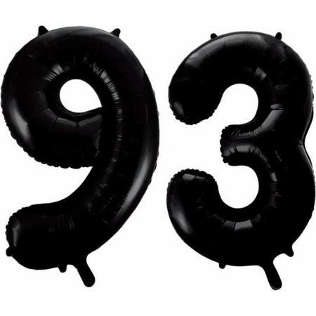 Folieballon 93 jaar zwart 86cm