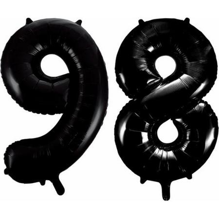 Folieballon 98 jaar zwart 41cm